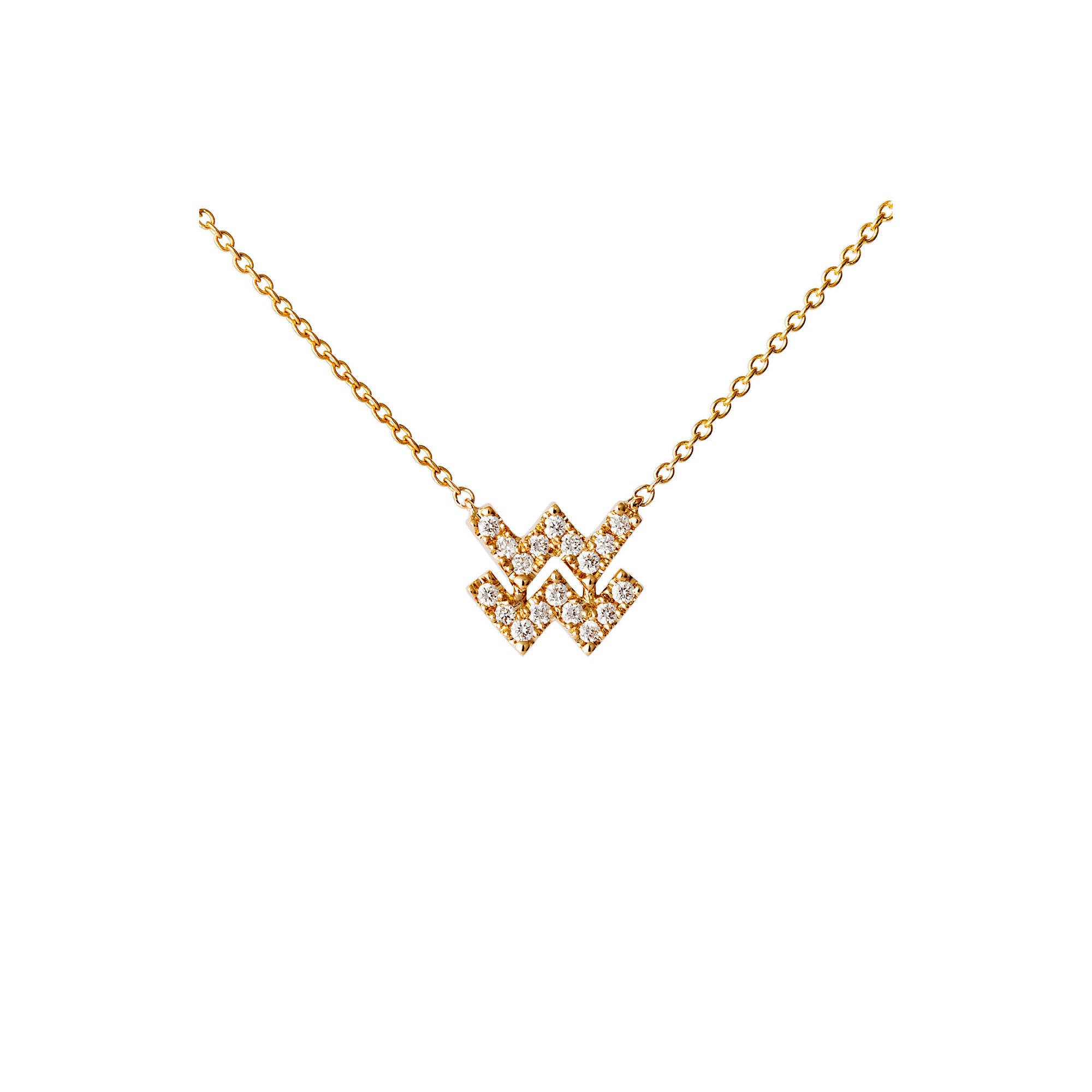 Petit Sign Vandmand 18K Guld Halskæde m. Diamanter
