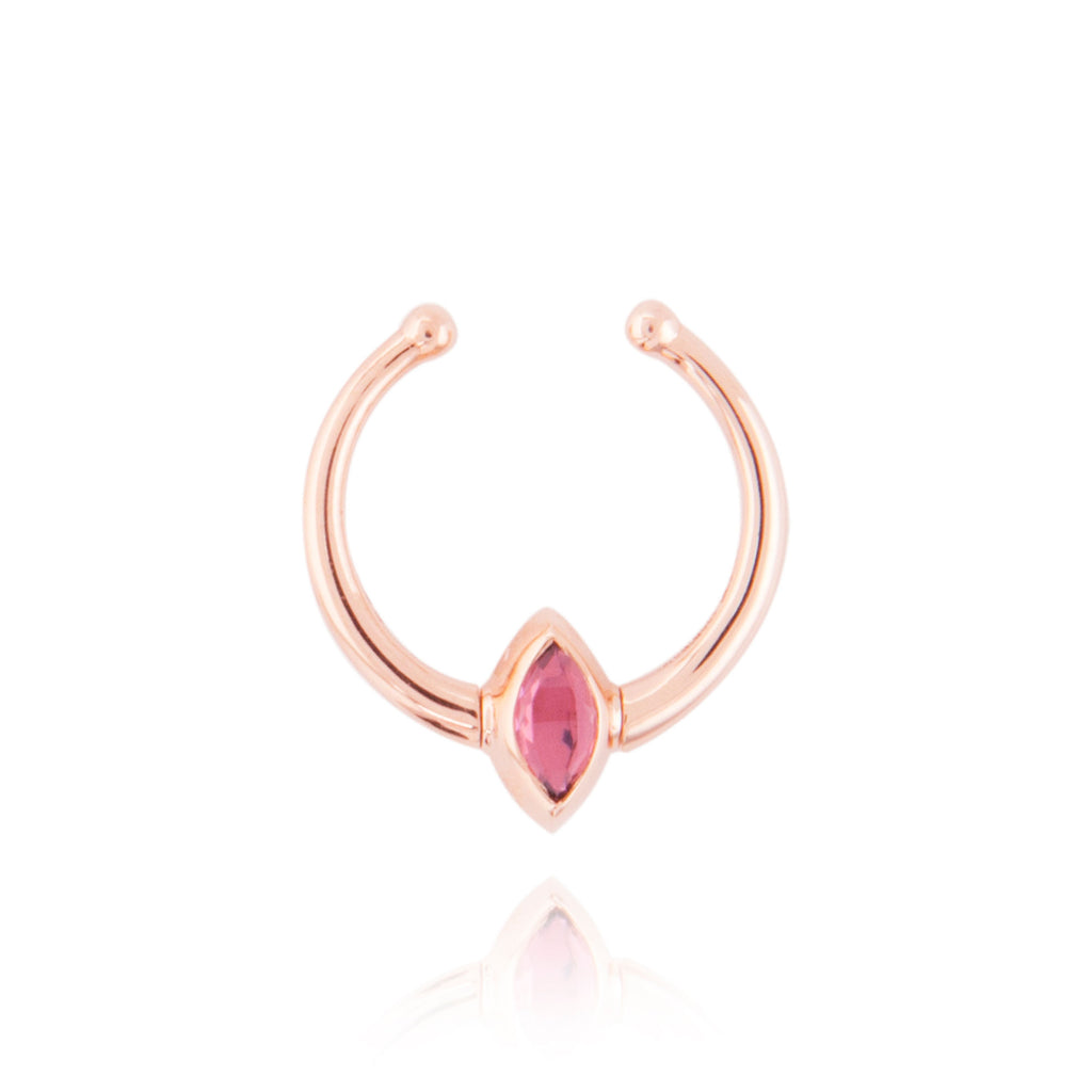 Petit Swinging 18K Rosegold Ear Cuff w. Diamond & Tourmaline
