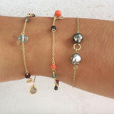 Piccolo 18K Gold Bracelet w. Grey Pearls