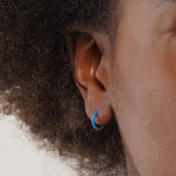 Piercing Blue Enamel 18K Gold, Whitegold or Rosegold Hoop