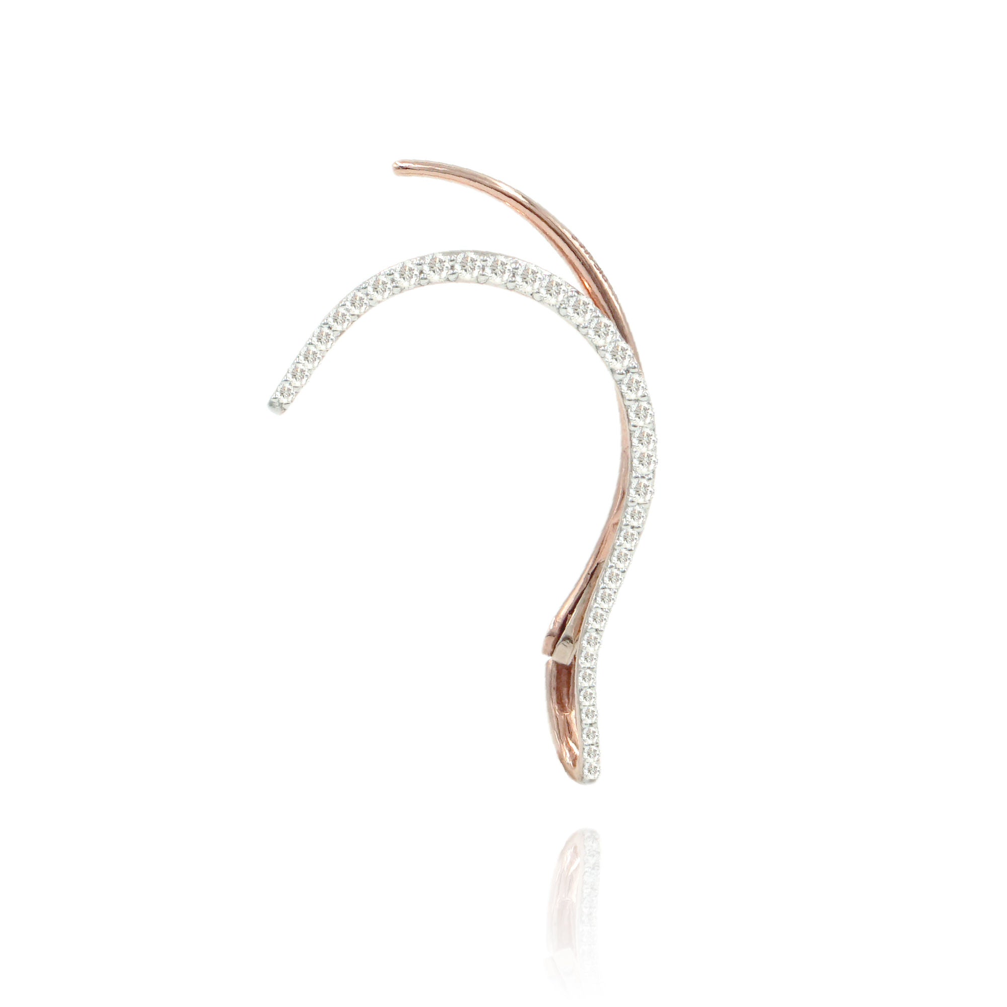 Queen Wave 18K Rosegold Ear Cuff w. Diamonds