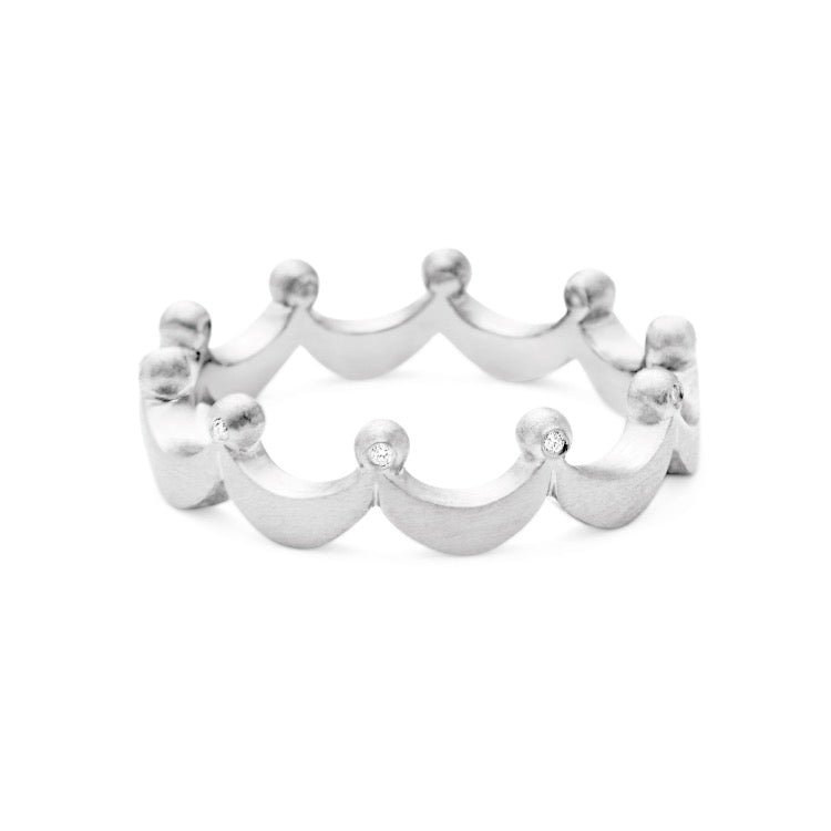 Royal 18K Hvidguld Ring m. 10 Diamanter