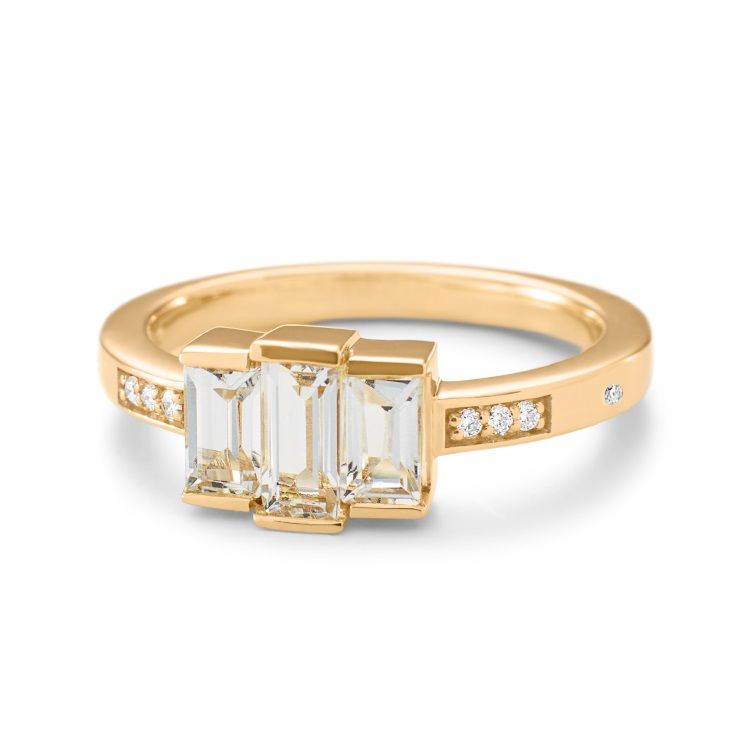 Meant to Be Her I Polierter Goldring aus 18K I Diamanten & Topas