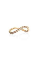 Regular Wave 18K Gold Ring w. Diamonds