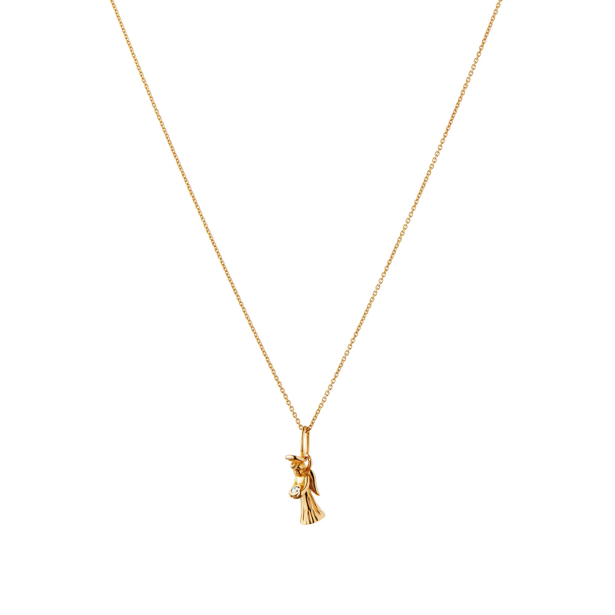 Guardian Angel 18K Gold Pendant w. Diamond