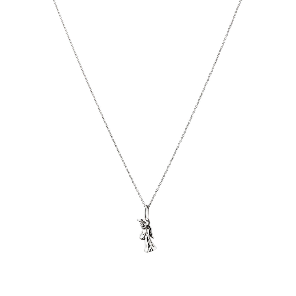 Guardian Angel 18K White Gold Pendant w. Diamond