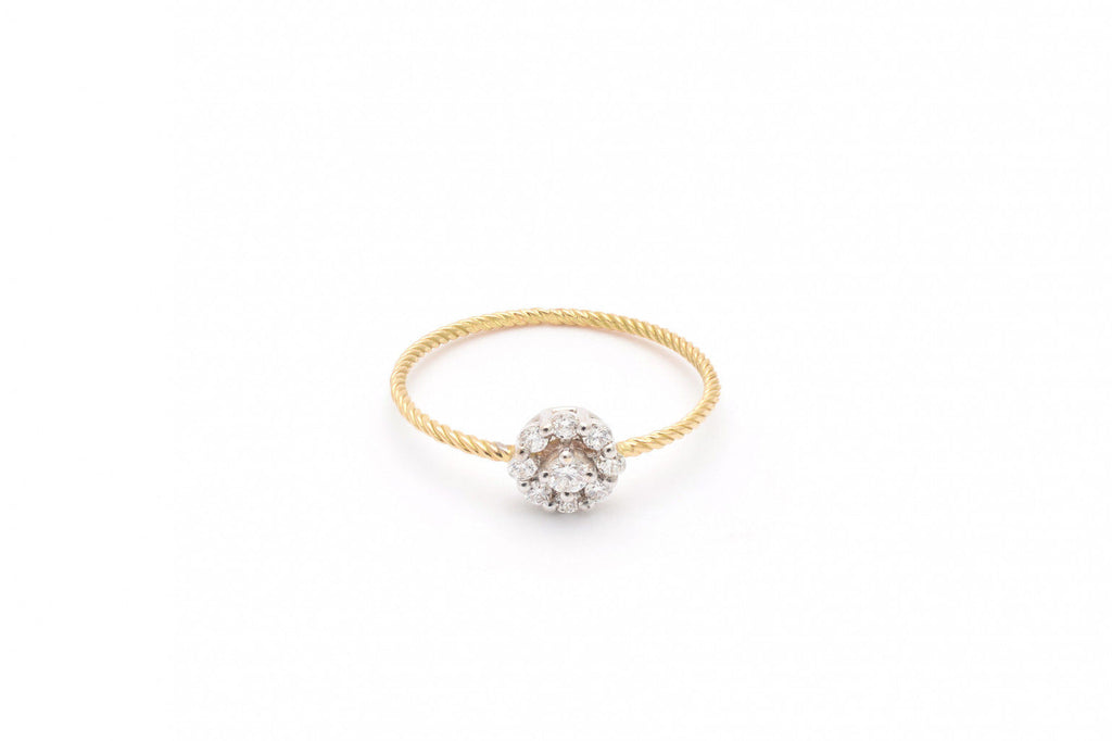 Rosette 18K Guld Ring m. Diamant