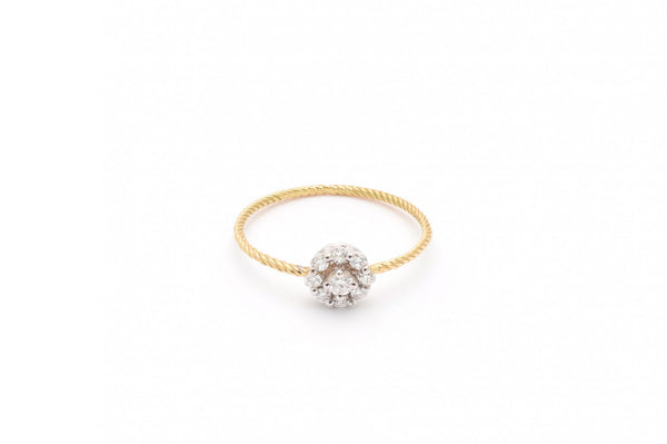 Rosette 18K Guld Ring m. Diamant