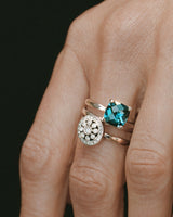 Stacked 18K Guld Ring m. Diamant & Topas