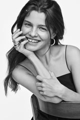 Medium Dobbelt Pave 18K Hvidguld Hoop m. Diamanter