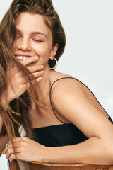 Stor Dobbelt Pave 18K Guld Hoop m. Diamanter