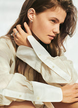 Tiny Single Pave 18K White Gold Hoop w. Diamonds