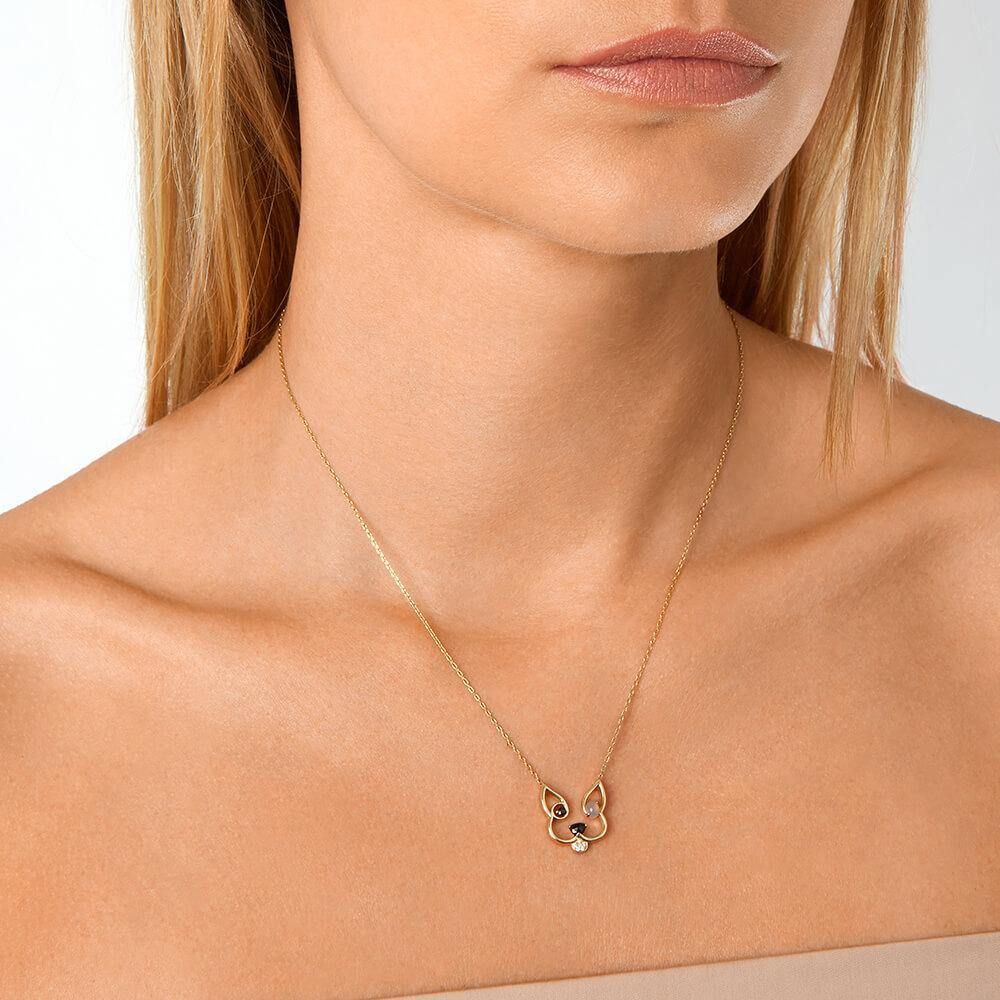 ANIMAUX Patch 18K Gold Necklace w. Diamond & Spinel