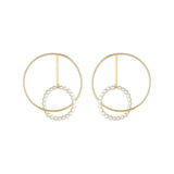 Astra Lunar 18K Gold Hoops w. Pearl