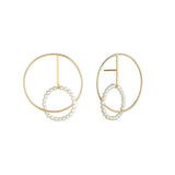 Astra Lunar 18K Gold Hoops w. Pearl