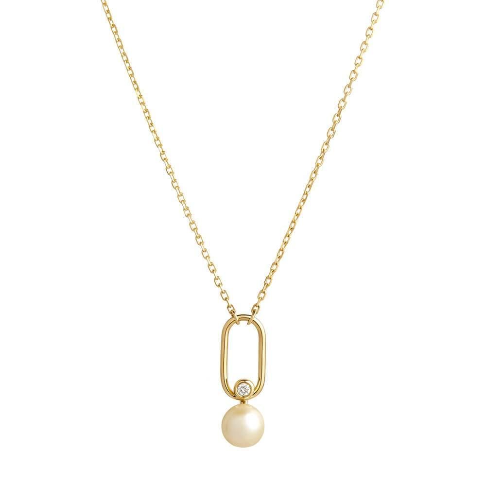 Astra Moonlight 18k Gold Halskette w. Pearl & Diamond