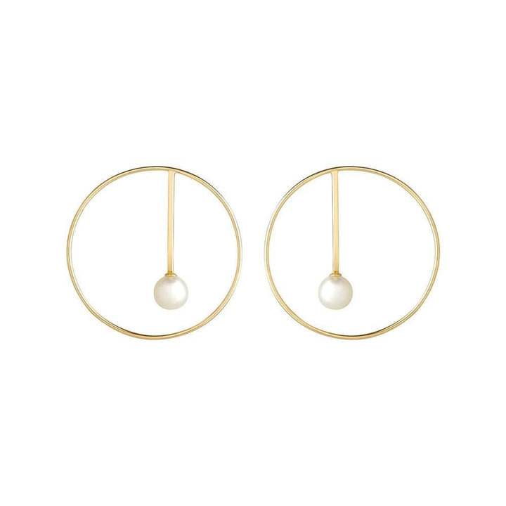 Astra Moon 18K Gold Earrings w. Pearl & Diamond