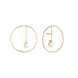 Astra Moon 18K Gold Earrings w. Pearl & Diamond
