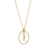 Astra Moon 18K Guld Halskæde m. Perle & Diamant