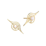 Cosmo Blazar 18K Gold Ohrringe w. Pearl & Diamond