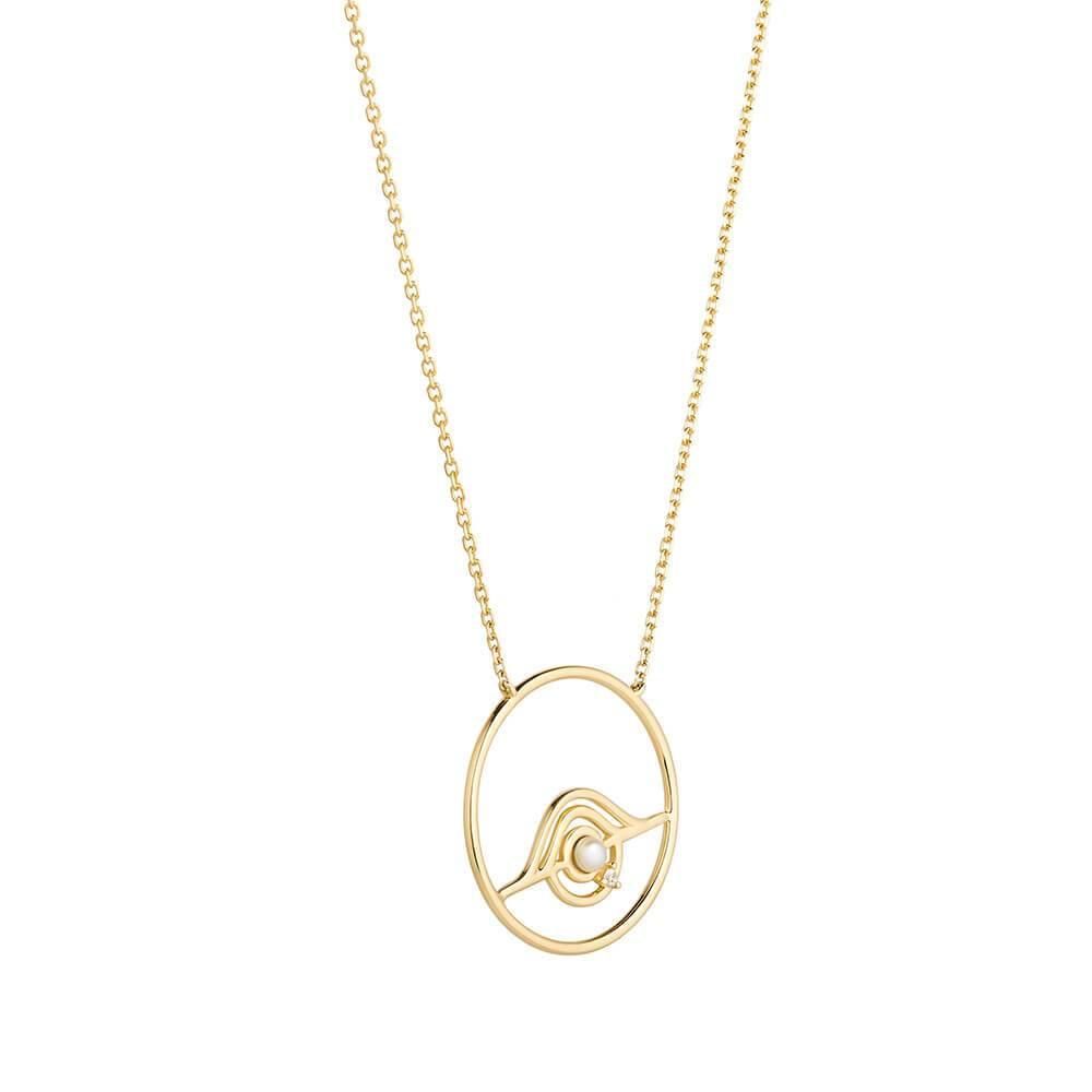 Cosmo Blazar 18K Gold Plated Necklace w. Pearl & Zirconia