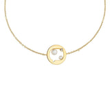 Cosmo Cosmonaut 18K Gold Plated Bracelet w. Pearl & Zirconia