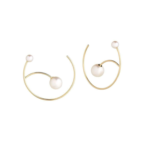 Cosmo Galactic 18K Gold Hoops w. Pearl