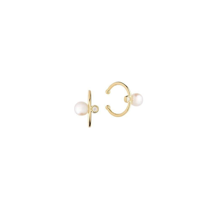 Cosmo Halo 18K Gold Ear Cuffs w. Pearl & Diamond
