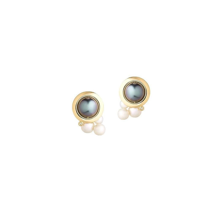 Cosmo Mini Cloud 18K Gold Earrings w. Pearl
