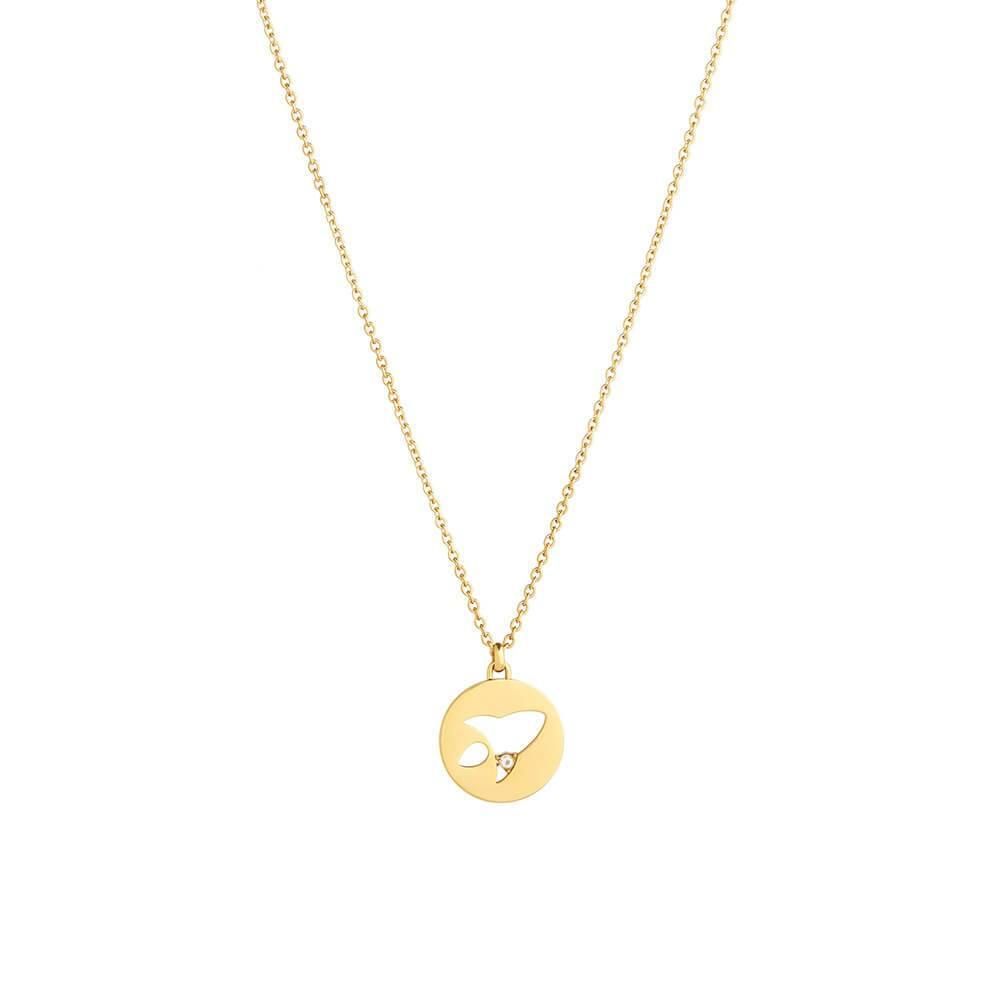 Cosmo Rocket 18K Gold Plated Necklace w. Zirconia