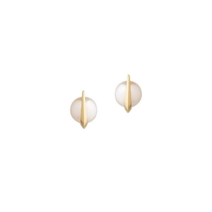 Cosmo Saturn Stud 18K Gold Earrings w. Pearl