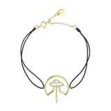 Cosmo Spaceship Cord 18K Gold Plated Bracelet w. Zirconia
