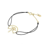 Cosmo Spaceship Cord 18K Gold Plated Bracelet w. Zirconia
