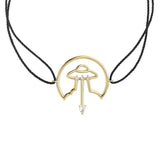 Cosmo Spaceship Cord 18K Gold Plated Bracelet w. Zirconia