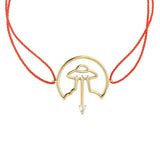 Cosmo Spaceship Cord 18K Gold Plated Bracelet w. Zirconia