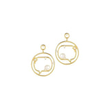 Cosmo Spaceman 18K Gold Plated Hoops w. Zirconia & Pearl