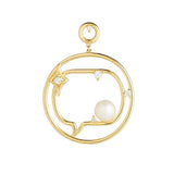 Cosmo Spaceman 18K Gold Plated Hoops w. Zirconia & Pearl