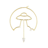 Cosmo Spaceship 18K Gold Plated Hoops w. Zirconia