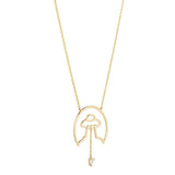 Cosmo Spaceship 18K Gold Plated Necklace w. Zirconia