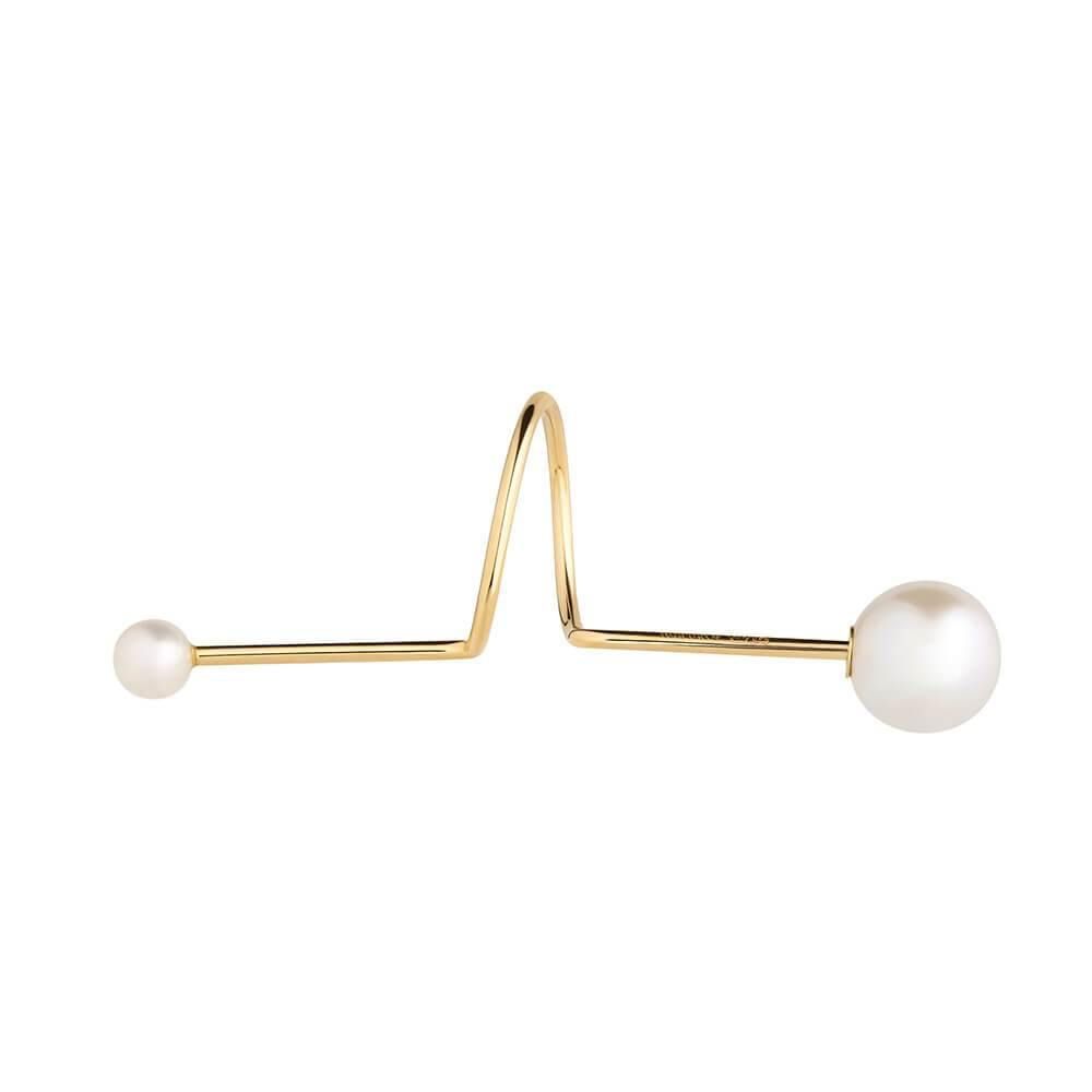 Cosmo Spiral 18K Gold Earrings w. Pearl