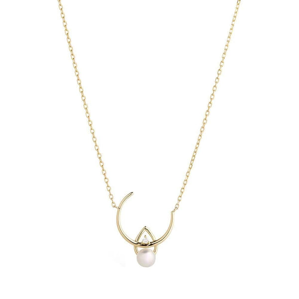 Cosmo Venus 18K Gold Necklace w. Pearl & Diamond