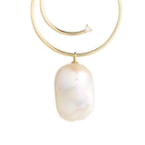 Cosmo Vortex 18K Gold Hoops w. Pearl & Diamond