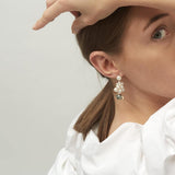 Cosmo Cloud 18K Gold Earrings w. Pearl & Diamond