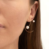 Cosmo Galactic 18K Gold Hoops w. Pearl