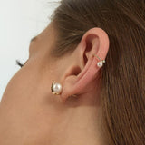 Cosmo Halo 18K Gold Ear Cuffs w. Pearl & Diamond