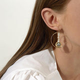 Cosmo Solar System 18K Gold Hoops w. Pearl & Diamond