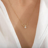 Cosmo Venus 18K Gold Necklace w. Pearl & Diamond