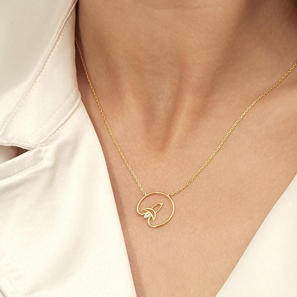 Cosmo Voyager 18K Gold Plated Necklace w. Zirconia
