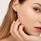 Modern Words Fine Dot 18K Gold Stud w. Diamond