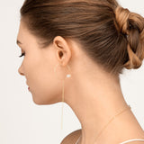 Modern Words Fine Iris Drop 18K Gold Earring w. Diamond